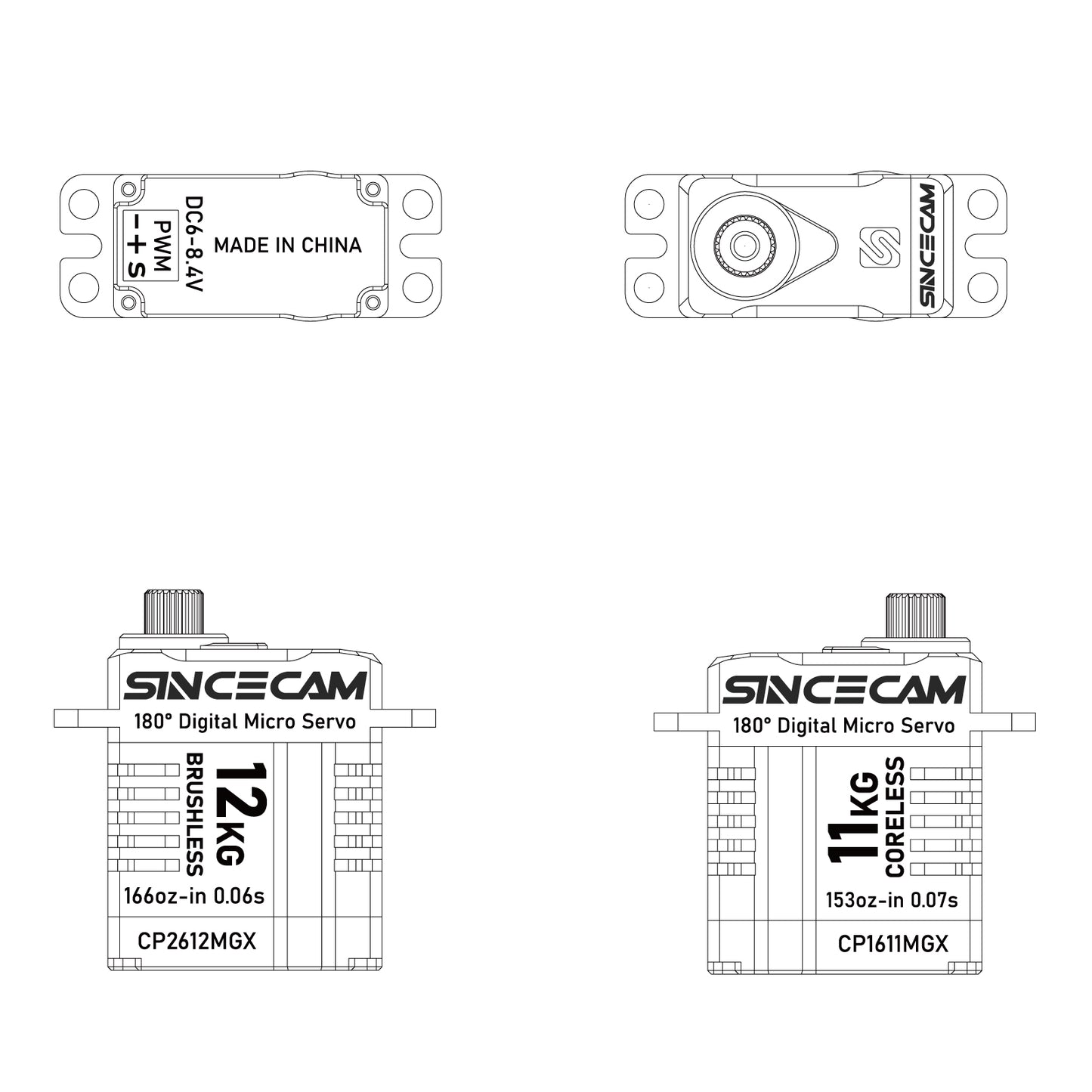 Design your own Sincecam RC servo, laser engrave your favorite servo with your own text or pattern content.
