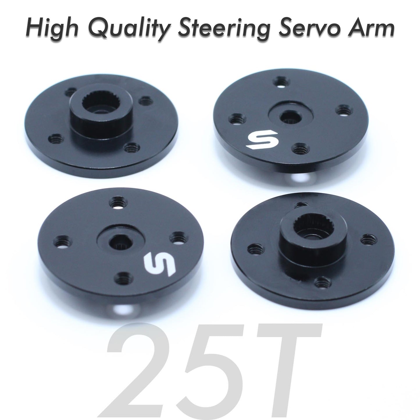 Sincecam 25T Round Type Disc Steering Servo Horn 7075 High Quality  Aluminum Metal Servo Arm Compatible Sincecam Servo for RC Robot RC Scale Car Airplane -4 Pack