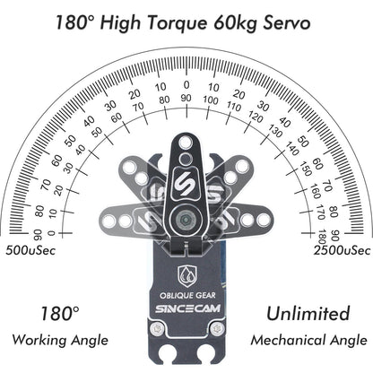Sincecam 60kg Servo Waterproof High Torque Coreless 8.4v Programmabl Digital Steering Servo All Steel Oblique Gears Aluminum Case Suitable 1/8 1/10 RC Crawler Airplane(Black)