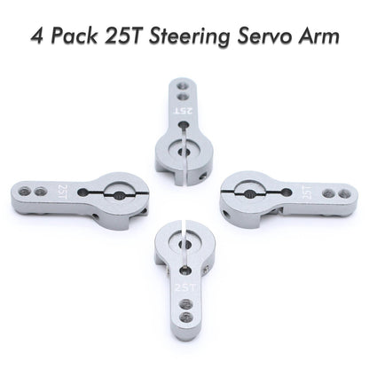 Sincecam 25T Servo Arm Servo Horn Hard Metal Aluminum M3 Threads Steering Arm for 1/8 1/10 1/12 Scales RC Models -4 Pack