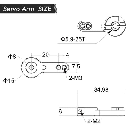 Sin cecam 25T Servomarm Servo Horn Hartmetall M3-Gewinde Lenkarm für 1/8 1/10 1/12 Waagen RC Modelle-4 Stück